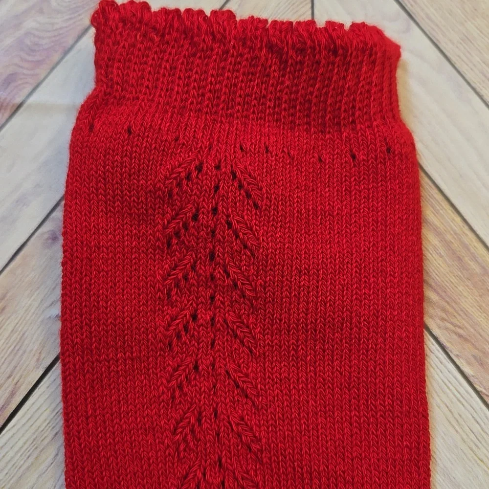 Baby Girl Red Knit Knee High Socks Vintage Style Christmas Holiday Accessory